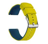 Artthurse Silicone Watch Bands Quick Release 18mm, 20mm, 22mm for Men and Women Replacement Rubber Watch Band Soft Breathable Waterproof Sport Watchbands Straps (Yellow Blue & Silver, 22mm)