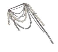 Arttistic Inspired Pearls Chain Brooch With Cascading Fringe Shimmering Fringe Brooch Pin For Women Men Fashion Everyday Outfit Layered Chain Pin
