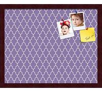 ArtToFrames 20x16 Custom Cork Bulletin Board. This Quatrefoil Purple Pin Board Has a Fabric Style Canvas Finish, Framed in Mahogany (PinPix-282-20x16_FRBW26039)