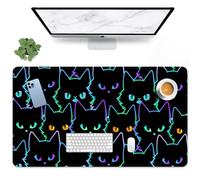 Arttown Black Cute Cat Large Mouse Pad Non-Slip Neon Funny Gothic Desk Pad Keyboard and Mouse Desk Mat Gaming Mousepad for Gamer, Office & Home, 31.5 x 15.7 in, MK3122