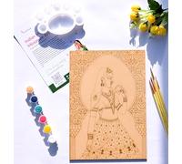 ArttyKase Indian Mughal Miniature Art Kit - DIY Painting Set for Adults & Teens | Pre-Marked MDF A4 Art Board, 6 Acrylic Paints, 4 Brushes, Palette, Gel Pen & Instruction Manual | Free Live Workshop
