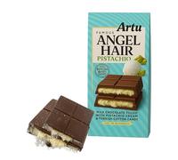 Artu Angel Hair Chocolate 165g - Milk Flavoured Turkish Floss Chocolate Bar with Pistachio Cream & Cotton Candy Filling - Dubai Chocolates Bar Style - Small Gifts (Pack of1)