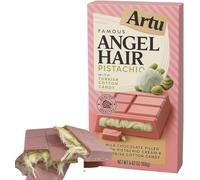 Artu Angel’s Hair Chocolate Bar 165g - Turkish-Style Dubai Chocolate with Pistachio Cream & Cotton Candy Centre - Luxury Gift Sweet Treat - (Pack of 1) (165g, Ruby Raspberry)