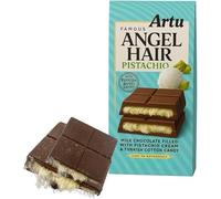 Artu Angel’s Hair Chocolate Bar 165g - Turkish-Style Dubai Chocolate with Pistachio Cream & Cotton Candy Centre - Luxury Gift Sweet Treat - (Pack of 1) (165g, Milk Chocolate)
