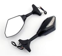 Artudatech Universal Moto LED Turn Signal Mirrors For Honda Kawasaki Suzuki Yamaha Black