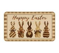 ARTUFAN Happy Easter Cute Bunny Decorative Welcome Door Mat,Easter Bunny Plaid Indoor Outdoor Non-Slip Welcome Mat,Spring Easter Floor Mat Entry Rug Washable for Porch Front Door Entrance 17x29 Inch