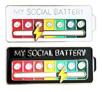 Arturbo 2PCS Creative Social Battery Slider Introvert Cool Enamel lapel pins,Functional Aesthetic pin badges for Backpacks Bags Hats Gifts Decoration