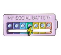 Arturbo Cute Cool My Social Battery Slider Pastel Pink Enamel Emotional Mood Funny Introvert Lapel pins for Bags Backpacks Hats Gifts Decoration, pastel, Normal