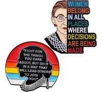 Arturbo for RBG Pin Women Girl Power Feminist Pin Badges Notorious I Dissent Pins for Ruth Bader Ginsburg Justice Lapel Pins Brooch for Clothing Bags Hats Decoration, Metal, no gemstone