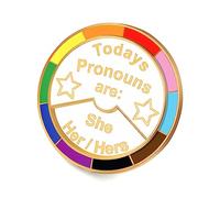 Arturbo Pronoun Pins - Rainbow Enamel Pride Pins with 360° Rotation Color Wheel