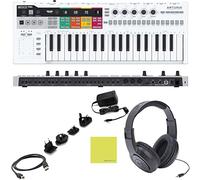 Arturia KeyStep Pro 37-Key Controller & Sequencer USB/MIDI/CV Keyboard Controller Bundle w Studio Headphones & Pig Hog MIDI Cable