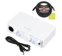 Arturia MiniFuse 1 Portable USB-C Audio Interface, White w/Pig Hog PHM10 8mm XLR Microphone Cable and Liquid Audio Polishing Cloth