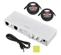 Arturia MiniFuse 4 Versatile Desktop USB-C Audio Interface, White w/ 2-Pack Pig Hog PHM10 8mm XLR Microphone Cable and Liquid Audio Polishing Cloth