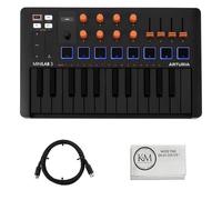 Arturia MiniLab 3 Compact MIDI Keyboard and Pad Controller | Orange Bundle with 6ft MIDI Cable + Microfiber Cleaning Cloth (3 Item)