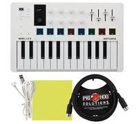 Arturia MiniLab 3 Portable MIDI Keyboard Controller with Pig Hog MIDI Cable & Polishing Cloth - 25 Key MIDI Controller, White Mini Keyboard for Recording Studio, Music Equipment with Software Included