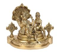 ARTVARKO Big Brass Vishnu Laxmi on Sheshnaag Narayan Lakshmi Chakra Shankh Statue for Home Decor Pooja Gift 10 Inch