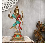 Artvarko Brass Ardhanarishvara Ardhnarishwar Statue (Half Shiva & Parvati) Multicolor Stone Handwork | Shiv Parvati Double Avatar | Shiv Parvati Idols for Shivaratri 12 Inches