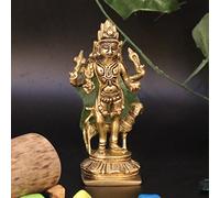 ARTVARKO Brass Bhairo Baba Murti Idol Sculpture Kaal Bhairav with Dog Mahakaal Figurine for Home Puja Temple Golden 5.5 Inches