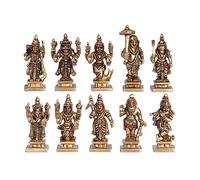 ARTVARKO Brass Dashavatara Dasavatharam of Lord Vishnu Statues Ten Incarnations Avatars Idol Murti for Mandir Puja Temple Height 2.5 Inch