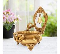 ARTVARKO Brass Designer Ethnic Carved Decorative Urli Bowl with Bell for Floating Flowers and Tea Light Candles Home,Office and Table Décor