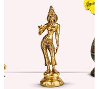 ARTVARKO Brass Devi Uma Parvati Maa Standing Murti Idol for Home Pooja Temple for Prosperity and Good Luck 10 Inches.