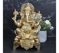 ARTVARKO Brass Ganesha Idol Mangalkari Sitting Ganesh Bhagwan Large Statue God Ganpati Murti for Home Pooja Entrace Décor Good Luck Vastu Decoration Showpiece 11 Inch