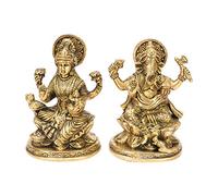 ARTVARKO Brass Ganesha Laxmi Ganesh Lakshmi Bhagwan Idol Sitting on Lotus Ganpati Murti Statue for Home Office Puja Success Décor Gift 5 Inches