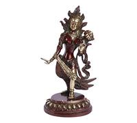 ARTVARKO Brass Goddess Tara Standing Brass Handwork Tibetan Buddhist Deity(Red & Gold Finish)