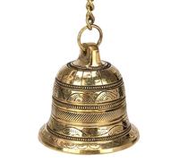 ARTVARKO Brass Hanging Bell Solid Bell with Deep Sound Antique Style Home Decor for Wall Door Mandir Temple Pooja (Standard, Gold)