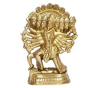 ARTVARKO Brass Kali Maa Murti Goddess Maha Kali Ten Arms Ten Legs Mahakali Kalika Maa Statue Sculpture Idol Puja Murti 6 Inch.