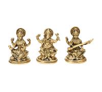 ARTVARKO Brass Lakshmi Ganesha Saraswati Idol Ganesh laxmi Murti Statue for Puja Home Office Success Entrance Decor Diwali Pooja Good Luck Gift 5 Inches