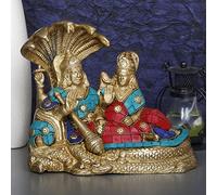 ARTVARKO Brass Lakshmi Narayan in Ksheer Sagar Lord Vishnu with Laxmi Multicolor Idol Murti Statue Pooja Home Decor