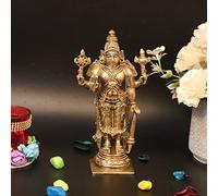 Artvarko Brass Lord Bhagwan Vishnu Narayana with Shankh Chakra Idol Statue for Home Décor Mandir Temple Puja Gift 7 Inch