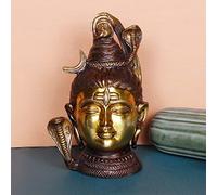 Artvarko Brass Lord Shiva Face Head with Sheshnaag Murti Shiv Statue Idol for Pooja God Sculpture Height 6.5 Inches