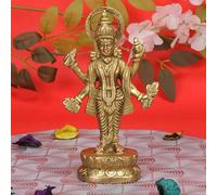 ARTVARKO Brass Lord Vishnu Idol Standing on Lotus Bhagwan Murti Venkatesh Lakshmi Narayan Statue for Home Décor Mandir Gift 6 Inch.