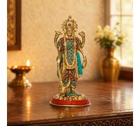 ARTVARKO Brass Narayana Murti for Home Puja Handmade Standing Vishnu Idol Showpiece Figurine Height 7 Inches