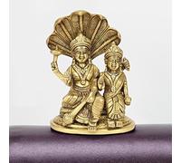 ARTVARKO Brass Vishnu Laxmi Sitting on Sheshnaag Murti Lord Bhagwan Vishnu Narayan Lakshmi Laxmi Statue for Home Decor Mandir Pooja Gift 6.5 Inch
