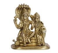 ARTVARKO Brass Vishnu Laxmi Sitting on Sheshnaag Murti Lord Bhagwan Vishnu Narayan Lakshmi Laxmi Statue for Home Decor Mandir Pooja Gift 5.5 Inch