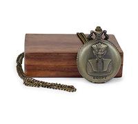 ARTVARKO Egypt Engraved Bronze Antique Pocket Watch with Roman Number Dial with Wooden Box for Men and Women, Bronze, Standard, Antique