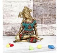 ARTVARKO Lord Indra Dev Brass with Inlay Statue Hindu Deity Inder Dev Idol Figurine Handicraft Religious Showpiece for Temple, Office Table and Home Décor 6 Inch