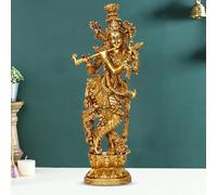 Artvarko Lord Murli Manohar Krishna Krishan Brass Statue Murti Gift & Home Décor Big Size- Height 15 Inches .