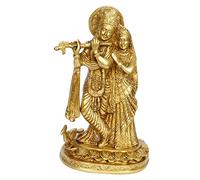 ARTVARKO Radha Krishna Brass Idol Statue Beautiful Divine Love Couple Sculpture Temple Puja Home Décor Gift Gold 10.5 Inches