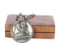 ARTVARKO Titanic Roman Numbers Analog Pocket Watch with Wooden Box Women's and Men's Antique Locket.