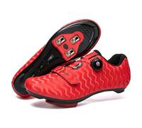 ARTVEP Mens Cycling Shoes Womens,Mountain Road Bikes Shoes Compatible Installation SPD/SPDSL/Look Delta/KEO Cleats,Indoor Cycling Shoes Compatible with Peloton Bike Shoes StrRed Size UK 3