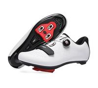 ARTVEP Mens Cycling Shoes Womens,Mountain Road Bikes Shoes Compatible Installation SPD/SPDSL/Look Delta/KEO Cleats,Indoor Cycling Shoes Compatible with Peloton Bike Shoes White Size UK 10.5