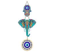 Artvibes Designer Elephant Wooden Wall Hanging for Home Decor | Hamsa Hand Livingroom Decor | Modern Art Peace Charm Door Accent