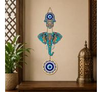Artvibes Designer Elephant Wooden Wall Hanging for Home Decor | Hamsa Hand Livingroom Decor | Modern Art Peace Charm Door Accent