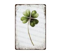 ARTWALLURE Retro Metal Tin Sign Four Leaf Clover Art Rustic Wall Decor Good Luck Charm Decor Green Nature Wildlife Watercolor Metal Sign Meadow Flower Modern Floral Garden Home Decor 8x12inch