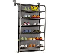 Artwarm 36 Pair 10 tier Over Door Hanging Shoe Rack Shelf Organiser Hook Holder Wall Mounted Storage Stand Stainless Steel and Mesh