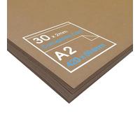 Artway A2 Corrugated Cardboard - Ideal for Arts and Crafts, Model Making, Displays and 3D Applications - 2mm Thick (E Flute/300gsm Kraft Outer Surface) - A2 (30 Sheets), Brown